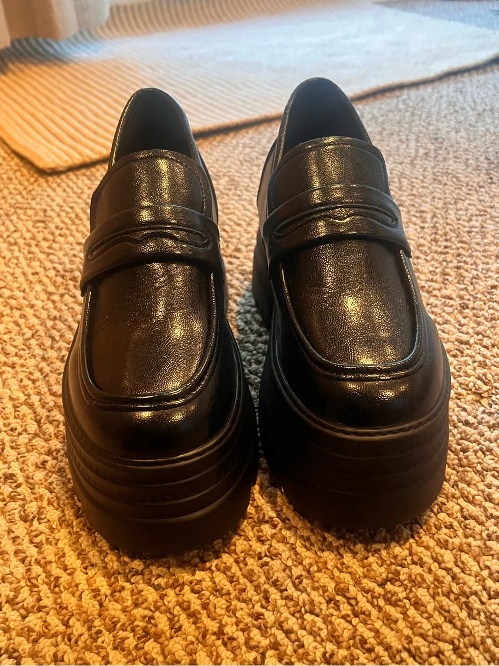 NWB🎉 Romwe Black Platform Matte Loafers Y2K